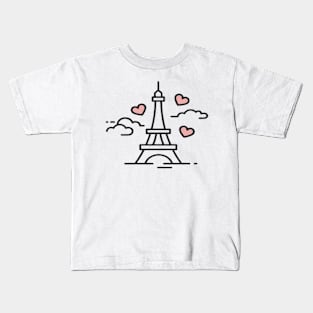 I love Paris, Eiffel Tower - Digital Drawing - Color Kids T-Shirt